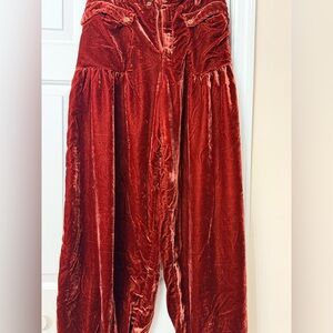 We The Free | Velvet Wide-Leg Pants in Rich Orange Red